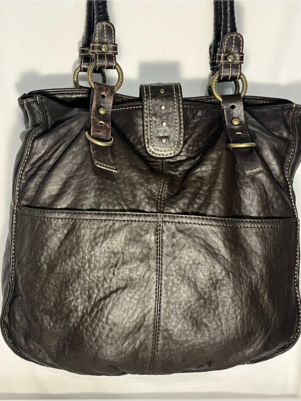 Liz Claiborne Dark Brown Leather Hobo Shoulder Bag